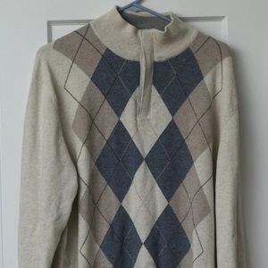 Tasso Elba MEN'S Beige ARGYLE LONG SLEEVE